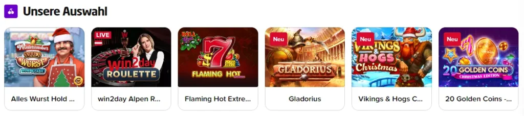 Übersicht der Casino-Spiele